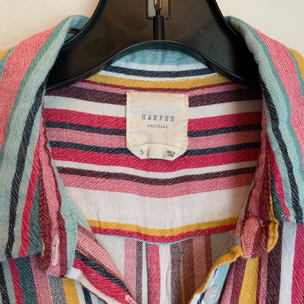 Harper Striped Button Down Blouse - image 4